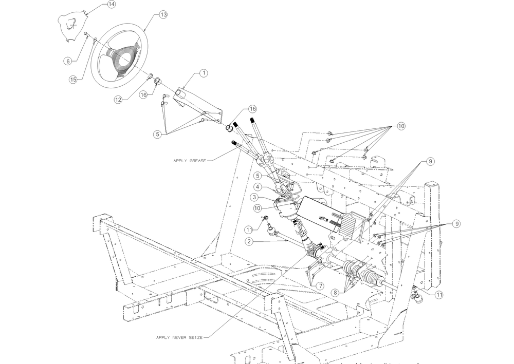 Steering Diagram and Parts List for WTCAB747EFI (37AM48FM010)(2016) Cub Cadet Lawn Tractor Accessories